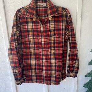 VINTAGE Plaid Flannel Zipper Front Shirt/Jacket